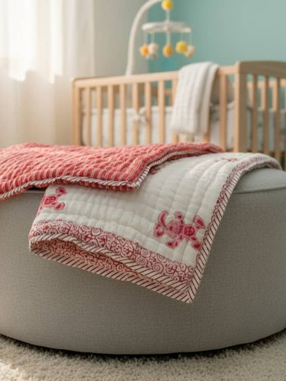 Pink Rabbit – 100% Soft Cotton Baby Quilt / Blanket - No Tariffs for wholesale by Akshu & Ameirah