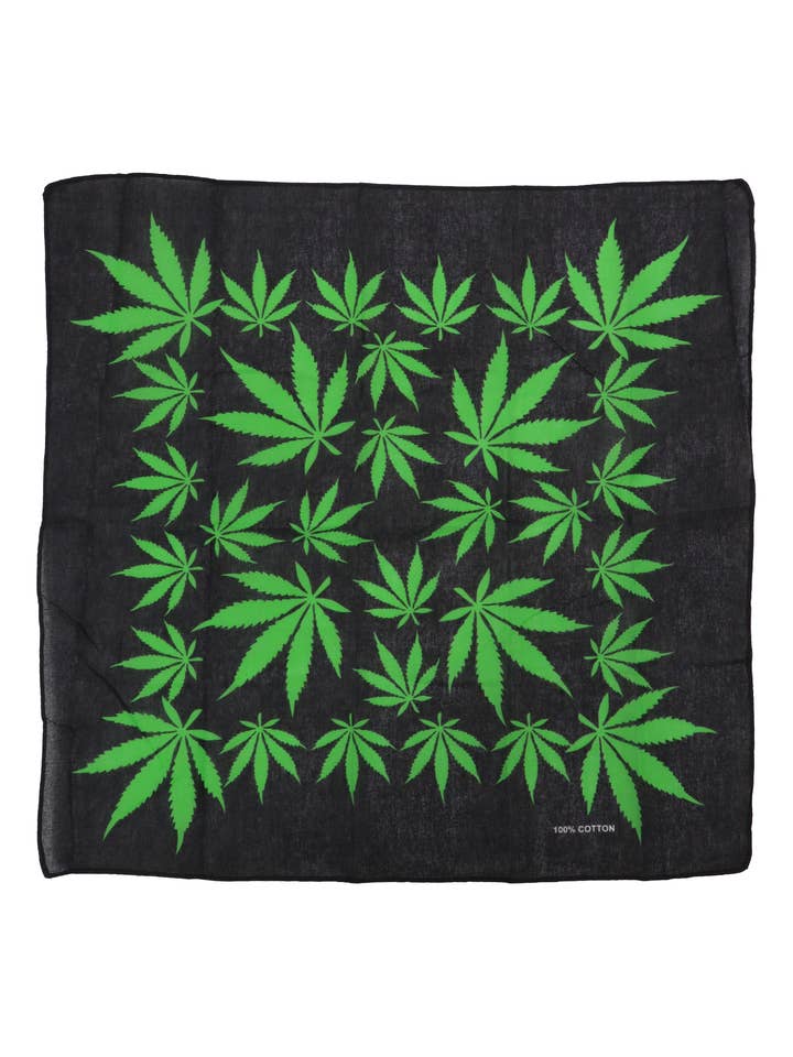 Marijuana Mj Hemp Cannabis Leaf Cotton Bandana for wholesale by Cap Zone