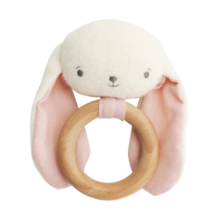 Baby Bunny Teether Rattle Pink for wholesale by Alimrose
