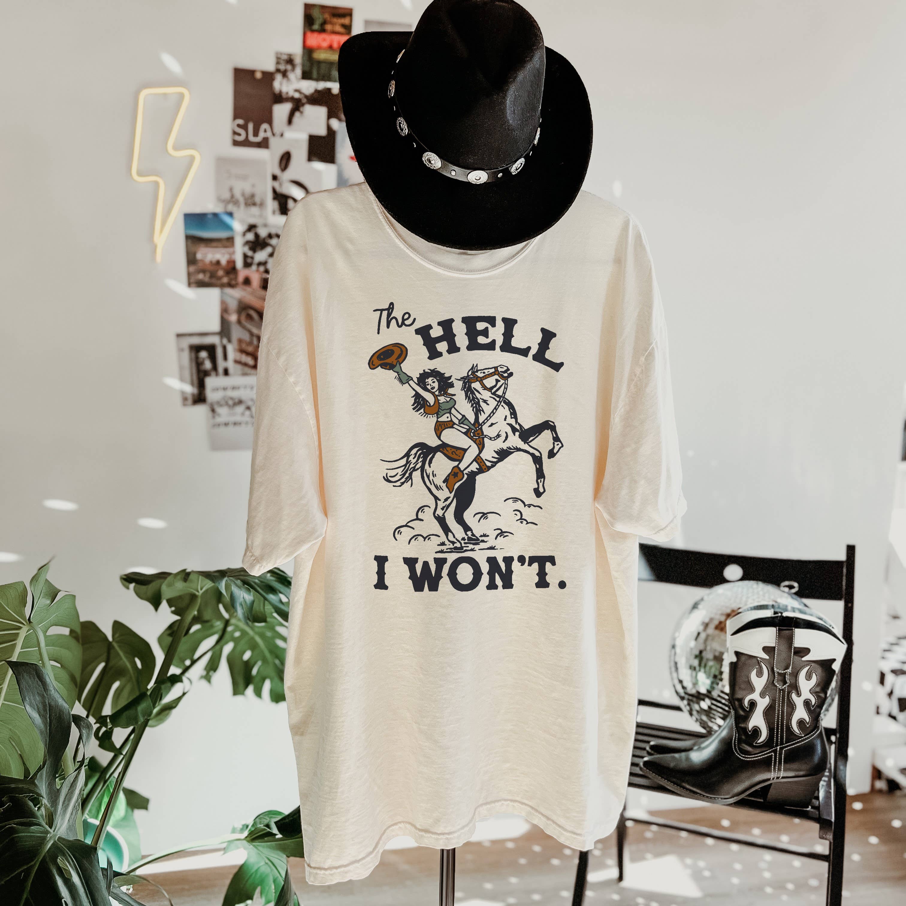 Alley & Rae - Wholesale T-Shirt (Graphic) - Women's - The Hell I Won't Heavyweight Western Cowgirl Tee1
