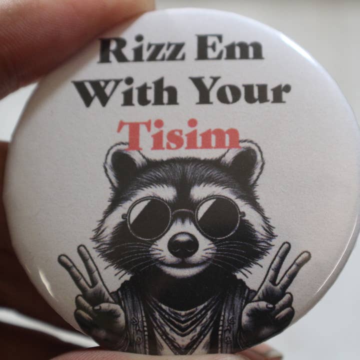 Rizz Em  // metal backed button 2.25 inches for wholesale by Raven Design