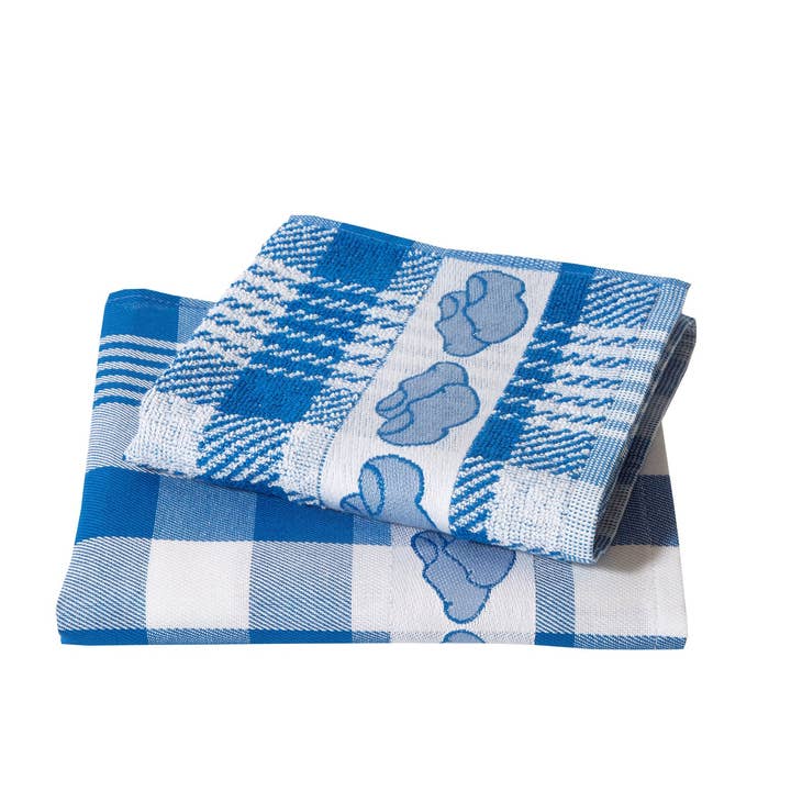 Juego de paños de cocina Twente Damask, 6 piezas, zuecos azules para venta al por mayor de Twentse Damast