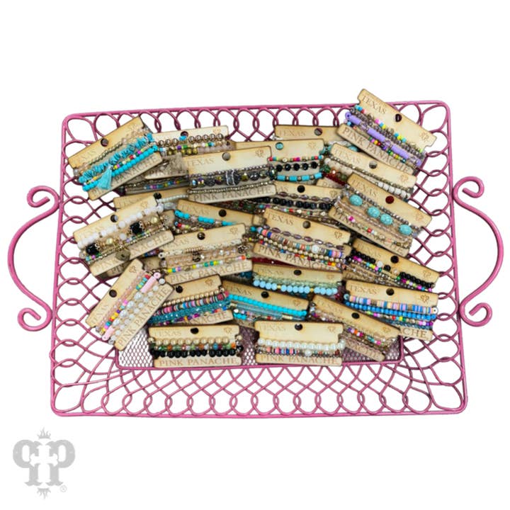 Multi Color Mystery $4 bracelet stacks, random mix bracelets for wholesale on Faire