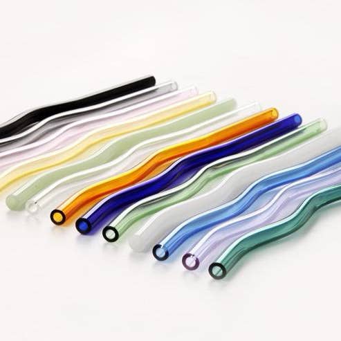 Weavey Studio - Wholesale Drinking Straw - Wave Curl Reusable Clear Transparent Glass Bend Drink Straws4