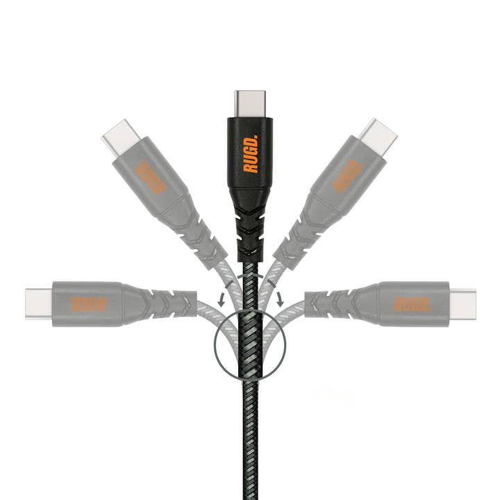 RUGD. - Wholesale Charging Cable - RHINO POWER USB-C TO USB-C CHARGING CABLE - 3A, 60W PD1