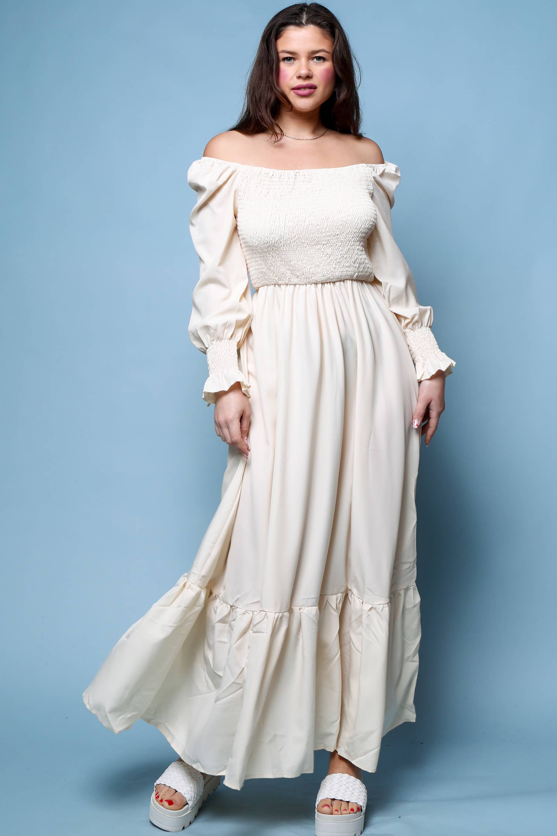 Flarix - Wholesale Dress - Women's - Smocked Square Neck Maxi Dress6