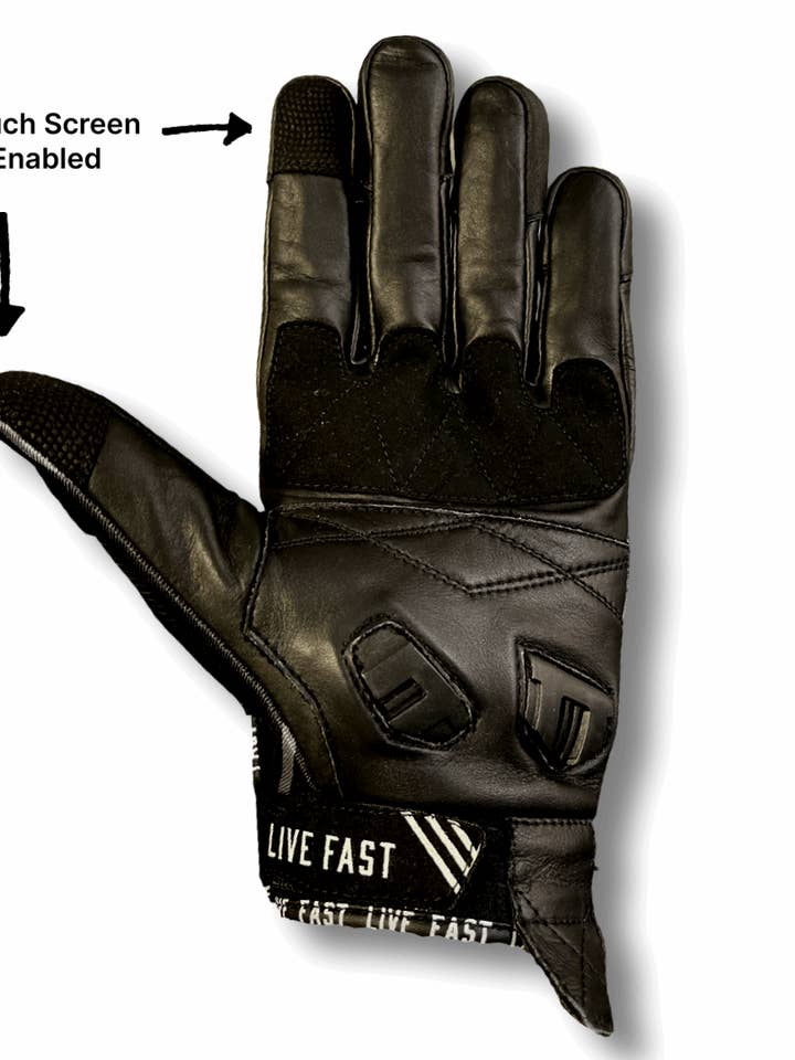 Black & Orange Paisley Motorcycle Gloves for wholesale by Live Fast Gear