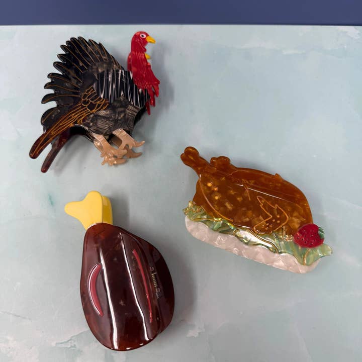 Rainbow Unicorn Birthday Surprise - Wholesale Hair Clip - Women's - Turkey Hair Claw Clip | Large Thanksgiving Turkey Hair Accessory2