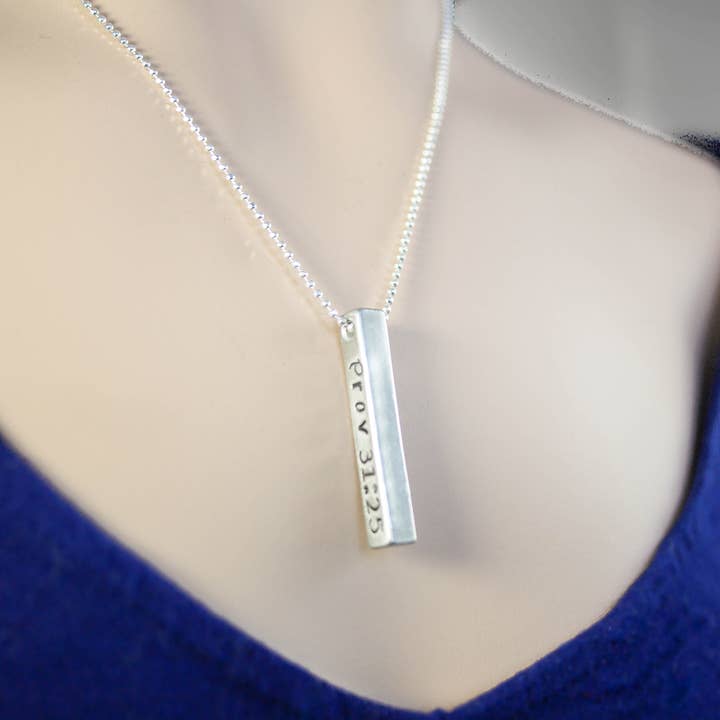 Charm Necklace for Women | Proverbs 31 Bar Necklace for wholesale by Simpli Stamped