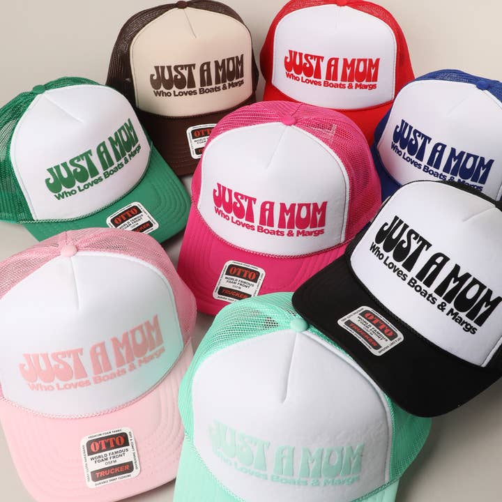 Just A Mom Who Loves Boats & Margs Mesh Back Cap for wholesale by Fashion City