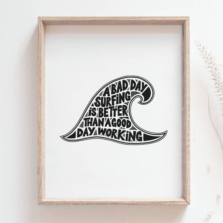 Illustration de citation de surf/Impression giclée à la main pour la vente par Bleu Marie Artwork