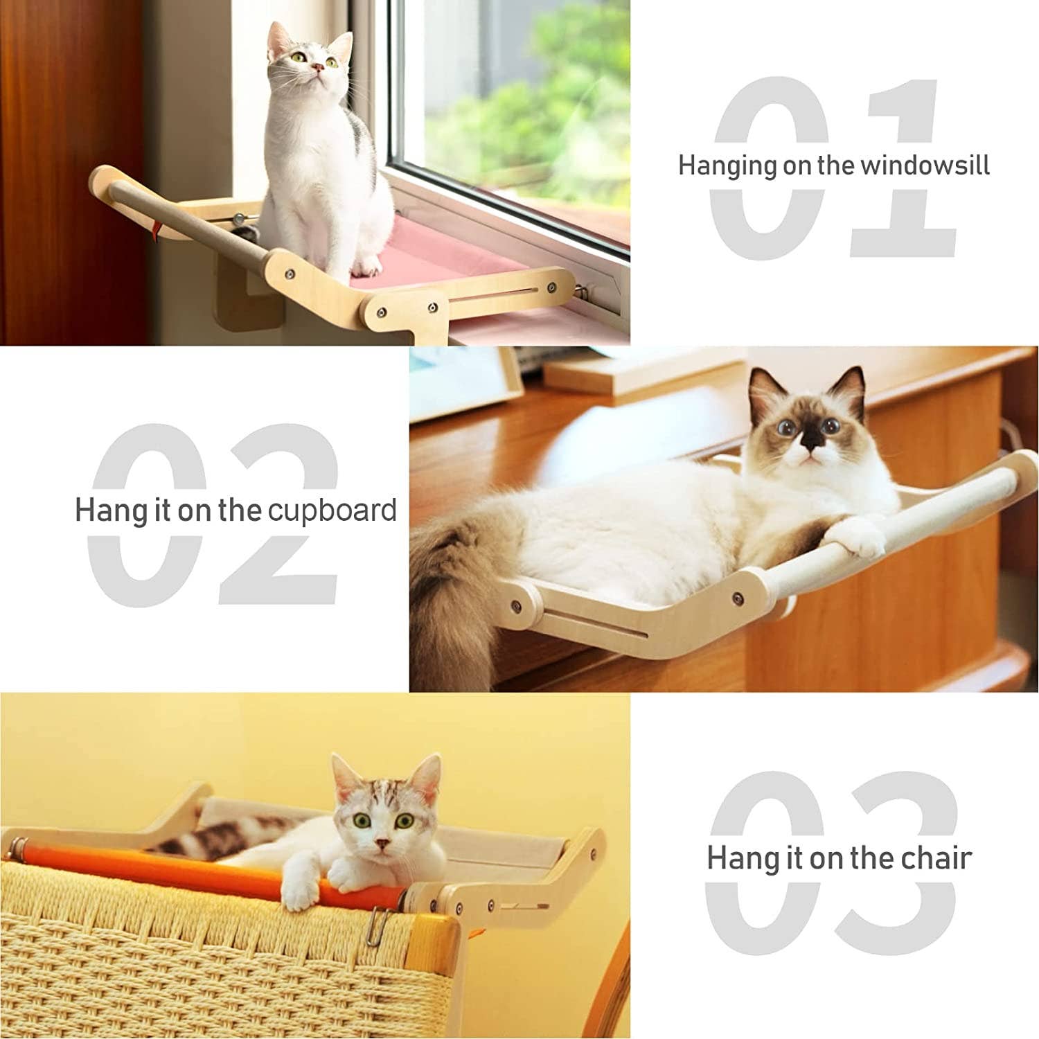 Robud & Mewoofun Official Store - Wholesale Pet Bed - Cat/Dog - Mewoofun Cat Pet Window Wooden Component Bed Hanging Cotton18