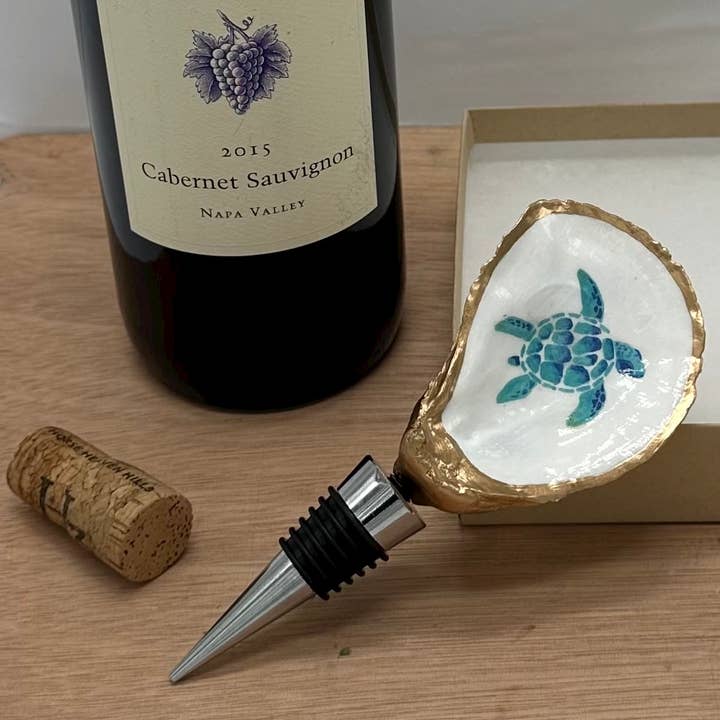 Bouchon de bouteille en forme de coquille d'huître - Tortue de mer pour la vente par Periwinkle Post LLC