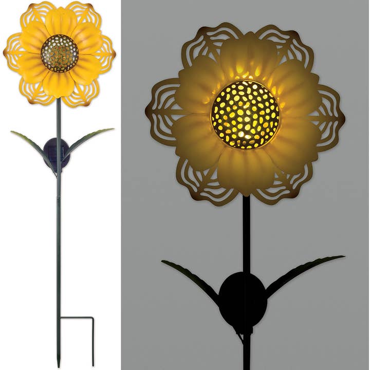 Yellow Flower Solar Stake 36" for wholesale by Sunset Vista Designs