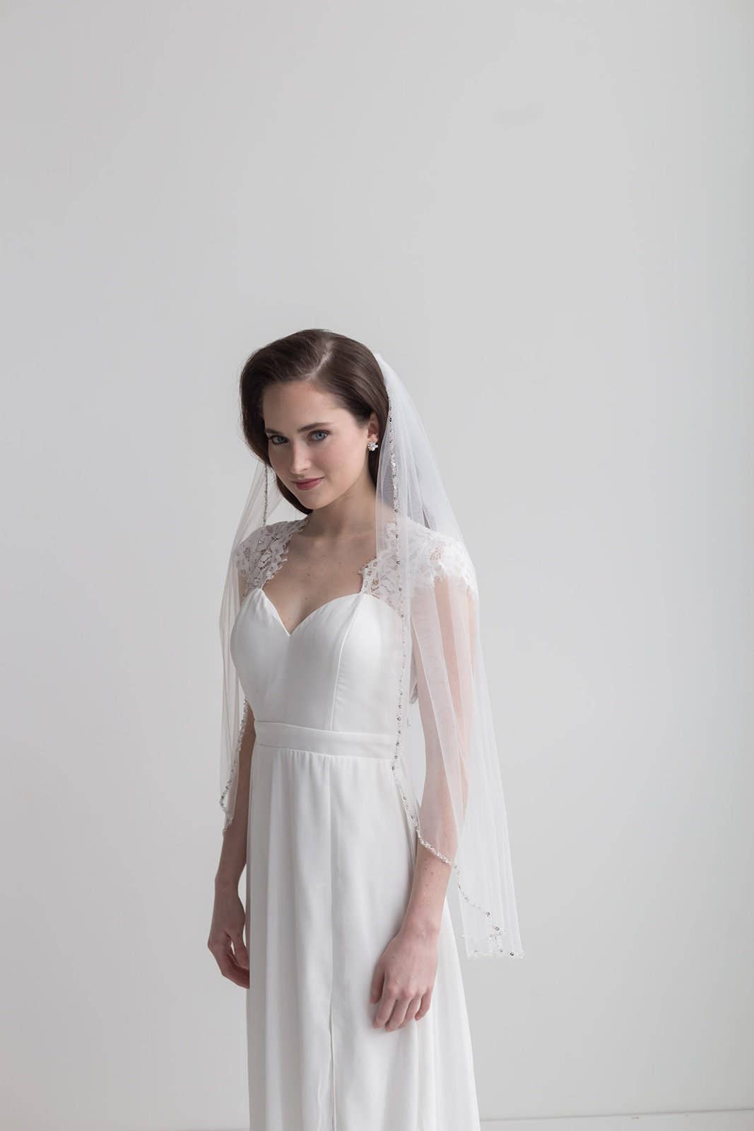 allureweddingjewelry – wholesale Veil – Women’s – Two Layer or One LayerCrystal Edge Wedding Veil with Blusher6