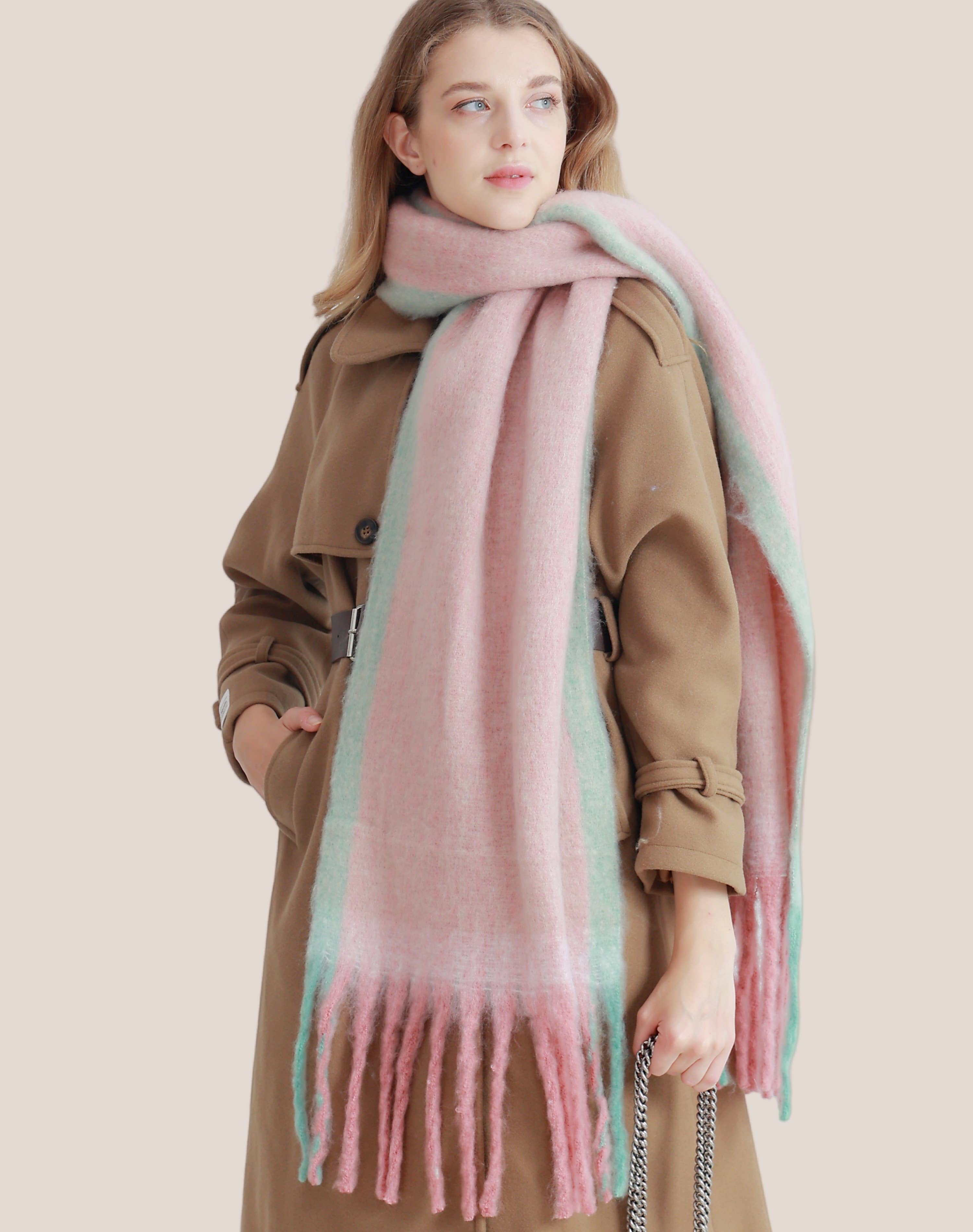 JC Sunny Fashion - Wholesale Scarf - Women's - JC021030 Long Fringe Cozy Fuzzy Two-Tone Ombre Scarf3