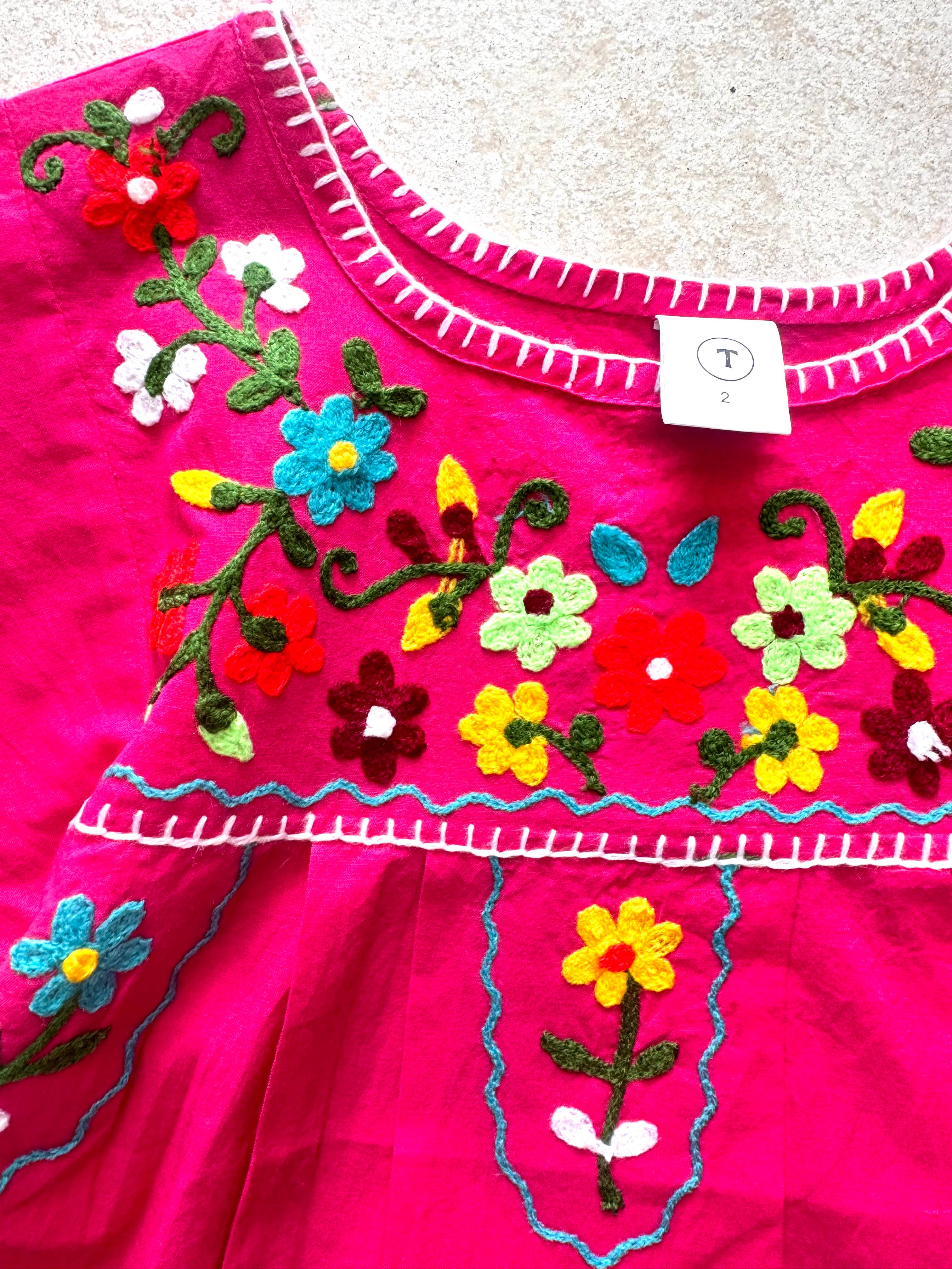 Girls Embroidery Dress_Flower( Fuchsia Color) for wholesale on Faire2
