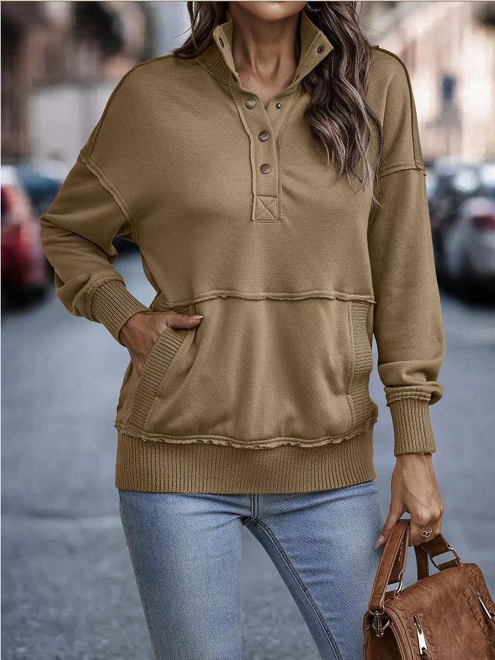 eLook - Wholesale Sweatshirt - Women's - SZ1-SW9112 Exposed Seam Henley Snap Sweatshirt15