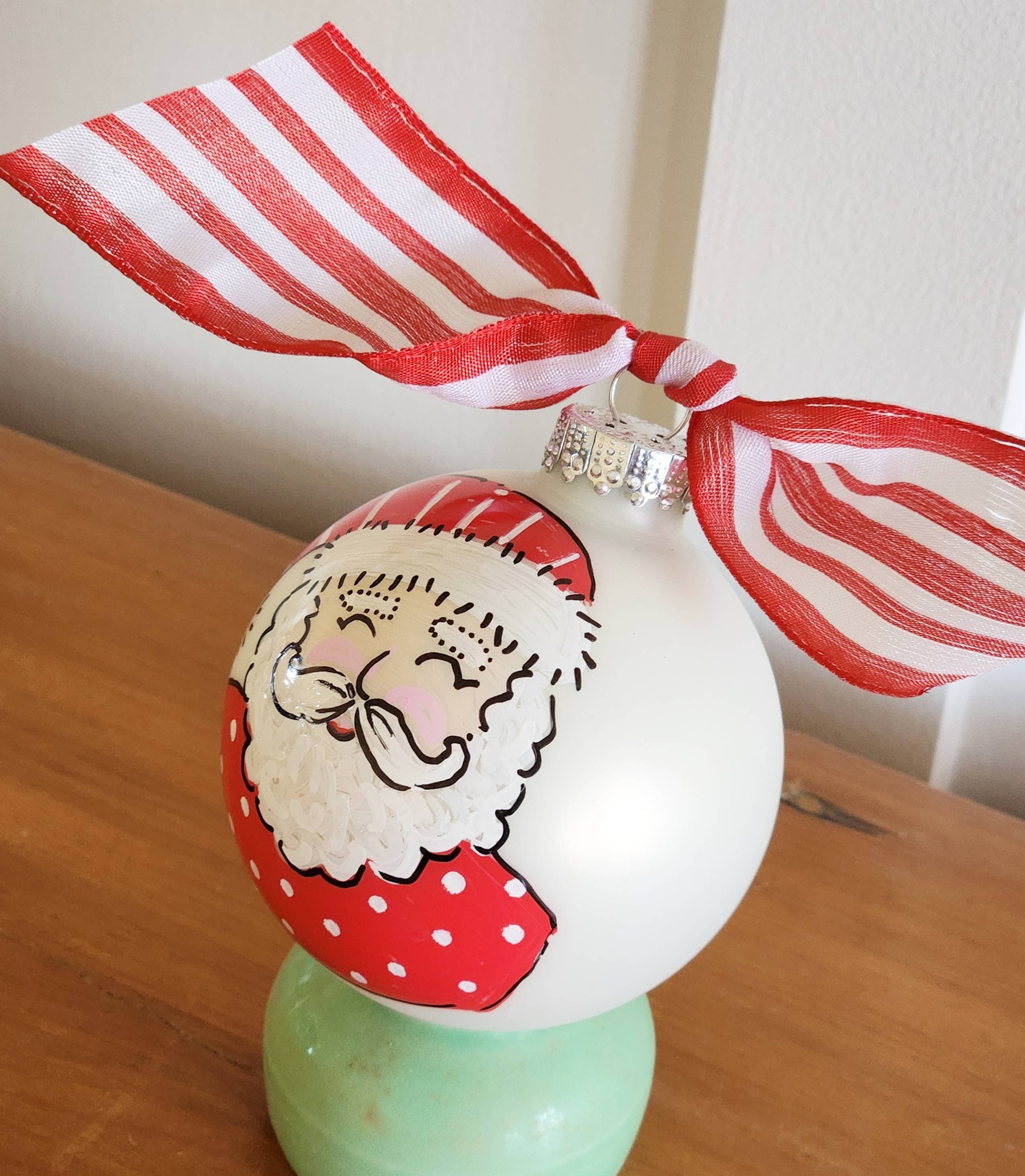 Kirsten in Color - Wholesale Ornament - Santa face Hand Painted Glass Ball Ornament 4