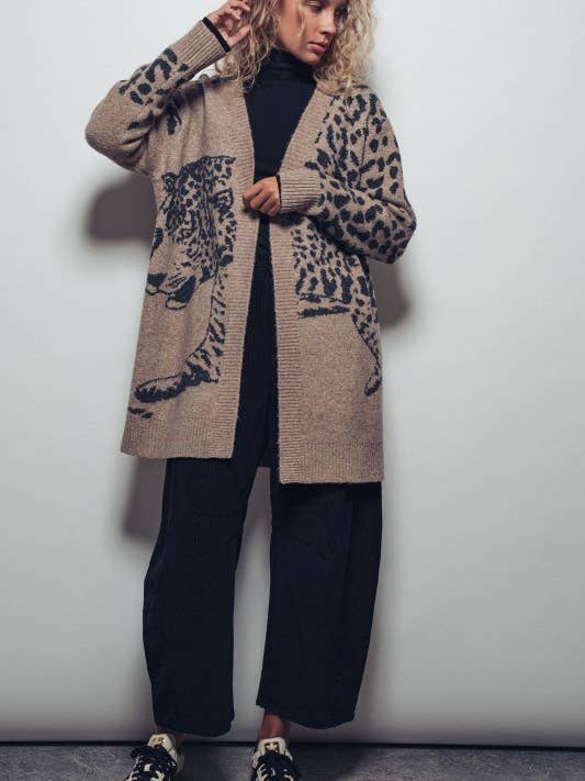 Urban Daizy - Wholesale Cardigan - Women's - Animal Jacquard Long Knit Cardigan9