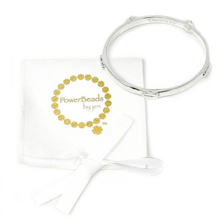 Bracelet Blessed Mother Power en argent brossé pour la vente par PowerBeads by jen