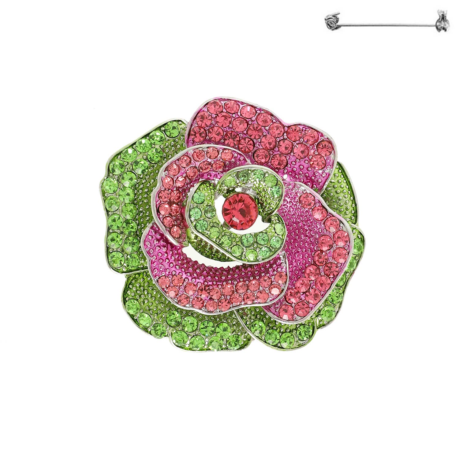 SP Sophia Collection - Wholesale Brooch - Rhinestone Embellished Rose Brooch Pin 5