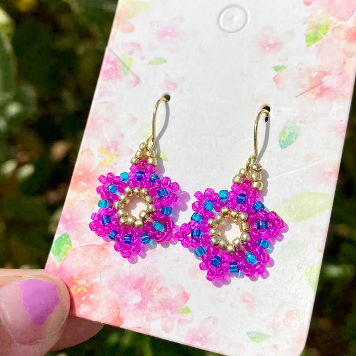 Pitaya Beaded Mini Mandala Earrings for wholesale by Evida Co.