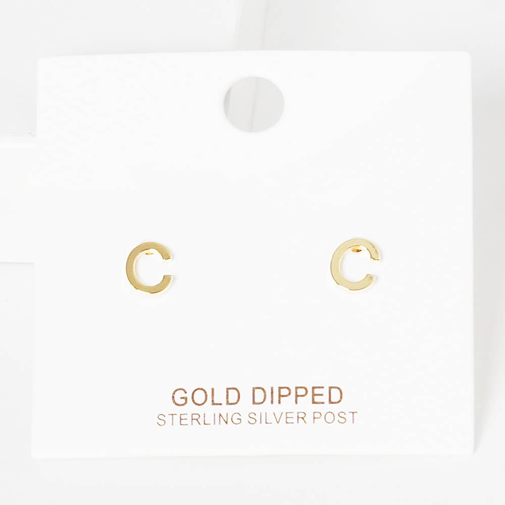 Sensibling Corp. - Wholesale Stud/Post Earrings - Gold Dipped Metal Initial Monogram Stud Earrings73