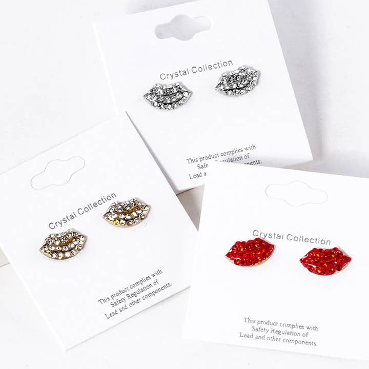Stone Paved Lip Stud Earrings for wholesale by Sensibling Corp.