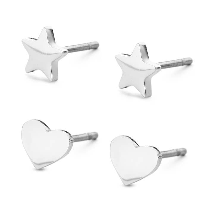 CO88 orecchini cuore e stella due paia 6mm ips per la vendita all'ingrosso da parte di CO88 Collection