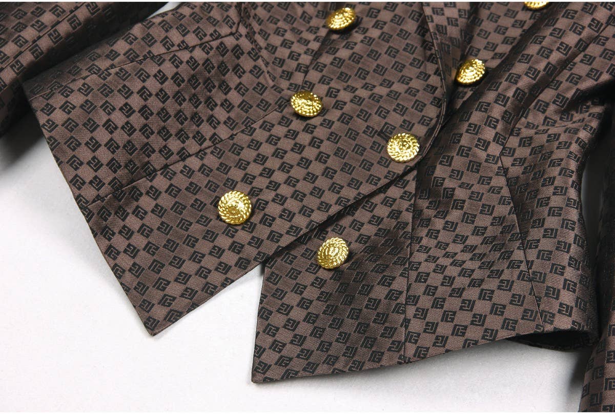 Marron Blazer brodé jacquard femme BL080 en vente sur Faire10