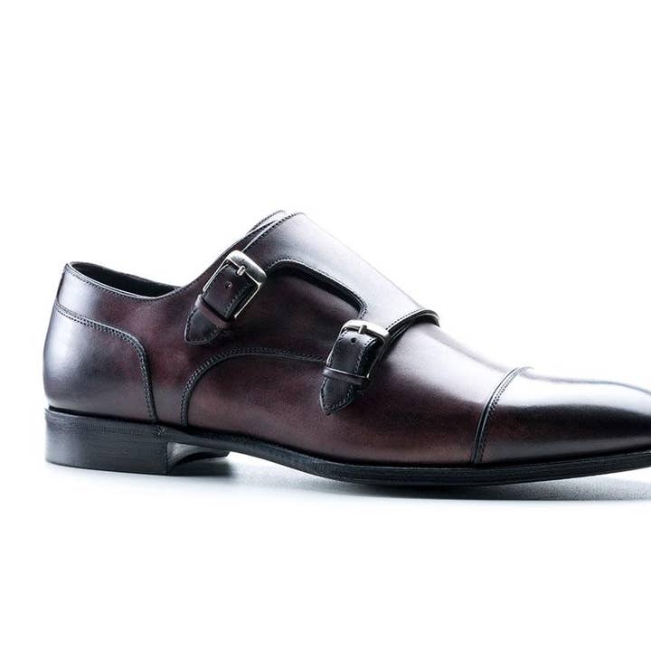 Double Monk Riccardo in Prugna for wholesale by Risch Shoes