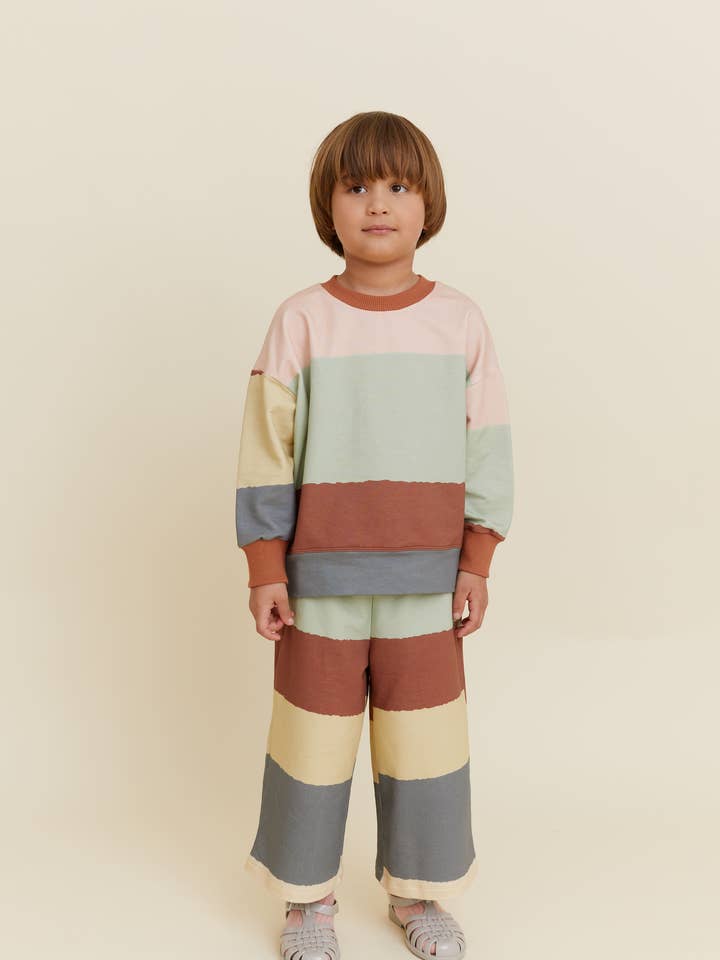 Pink CROPPED WIDE STRIPES WIDE-LEG PANTS for wholesale on Faire0