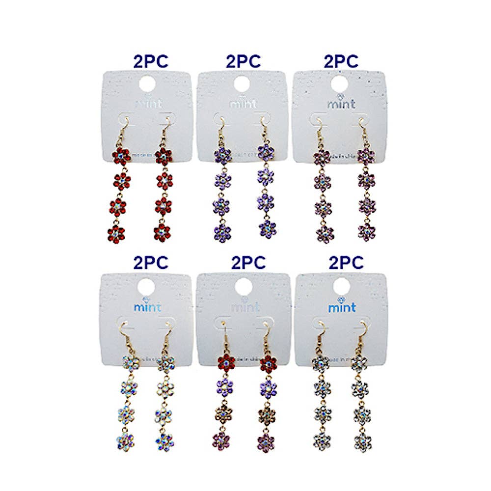 Atlas Fashion - Wholesale Dangle Earrings - Rhinestone Flower Cascade Earring1