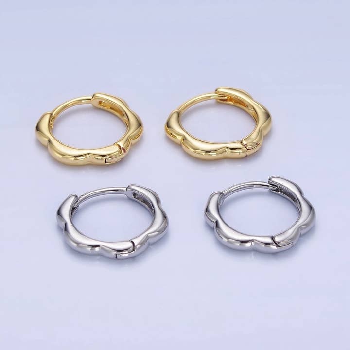 Aros Abrazadores Redondeados de 13 mm Rellenos de Oro de 14K en Oro y Plata | P478 P479 para venta al por mayor de Aim Eternal