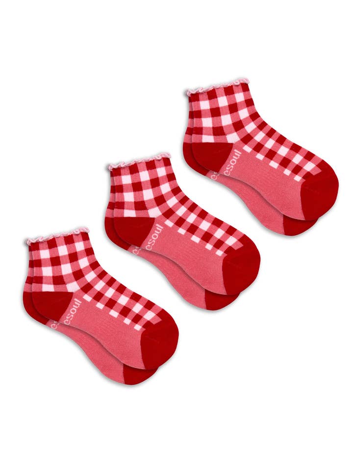 Kenzie Ruffle Quarter Sock 3 Pack Solid for wholesale by doublesoul