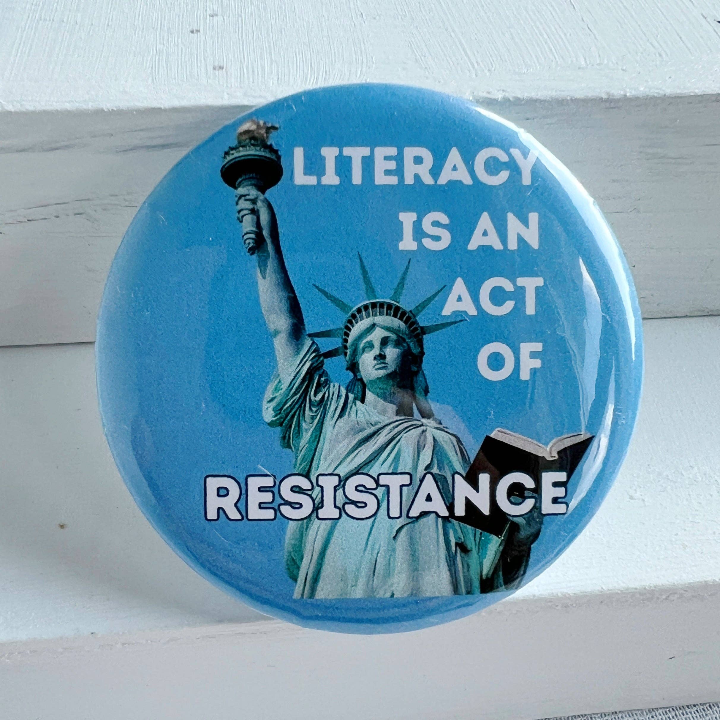 Pretty Clever Words - Wholesale Lapel Pin/Button - Pro-Democracy Pinback Buttons - Literacy is an Act of Resistance0