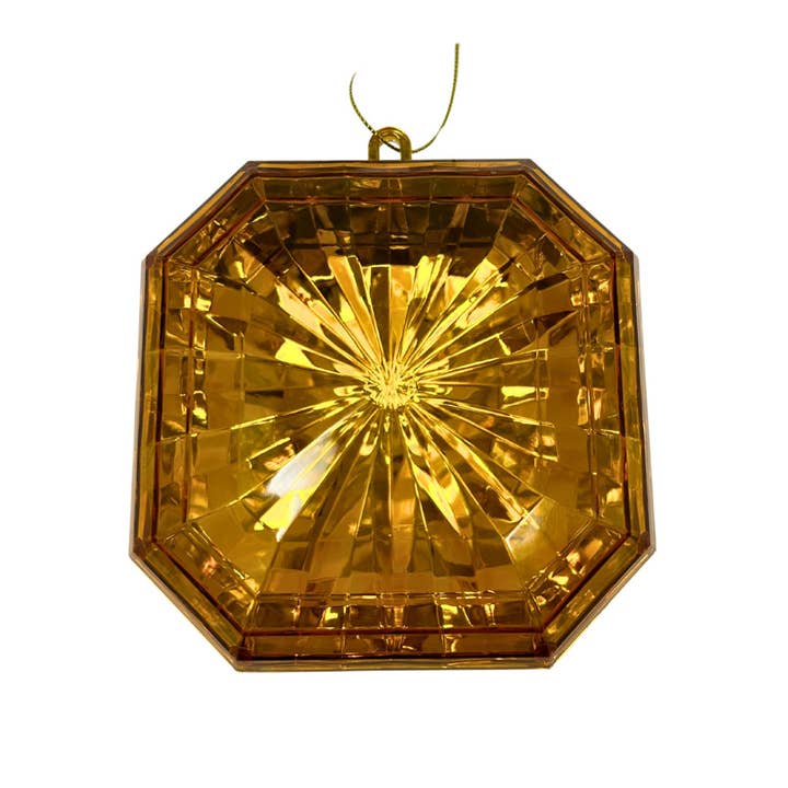 Plastic square Diamond Ornament - Amber 4.7x5.1x2" for wholesale by David Christopher's Collection