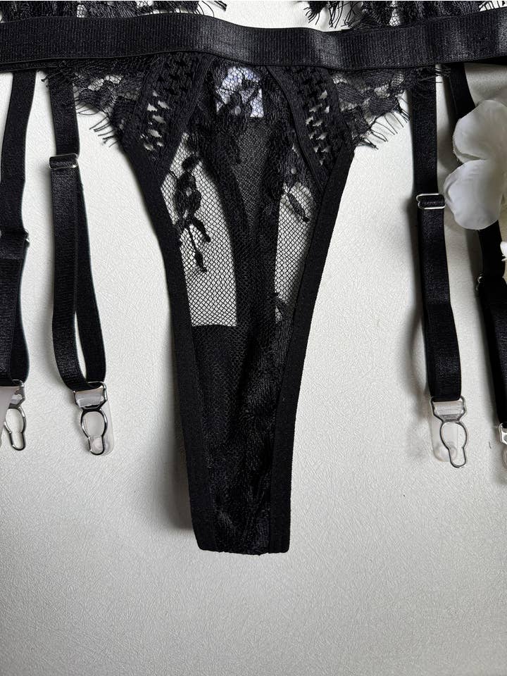 Black Sexy Lace One-Piece Pajamas for wholesale on Faire8