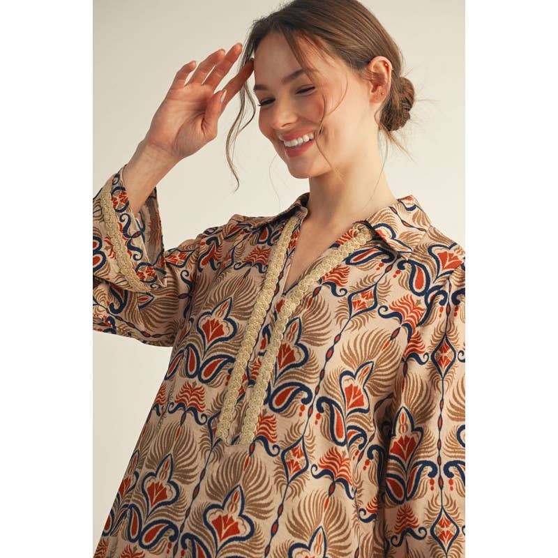 STYLE USA - Vente Robe – femme - NOUVELLE Robe droite à imprimé bohème3