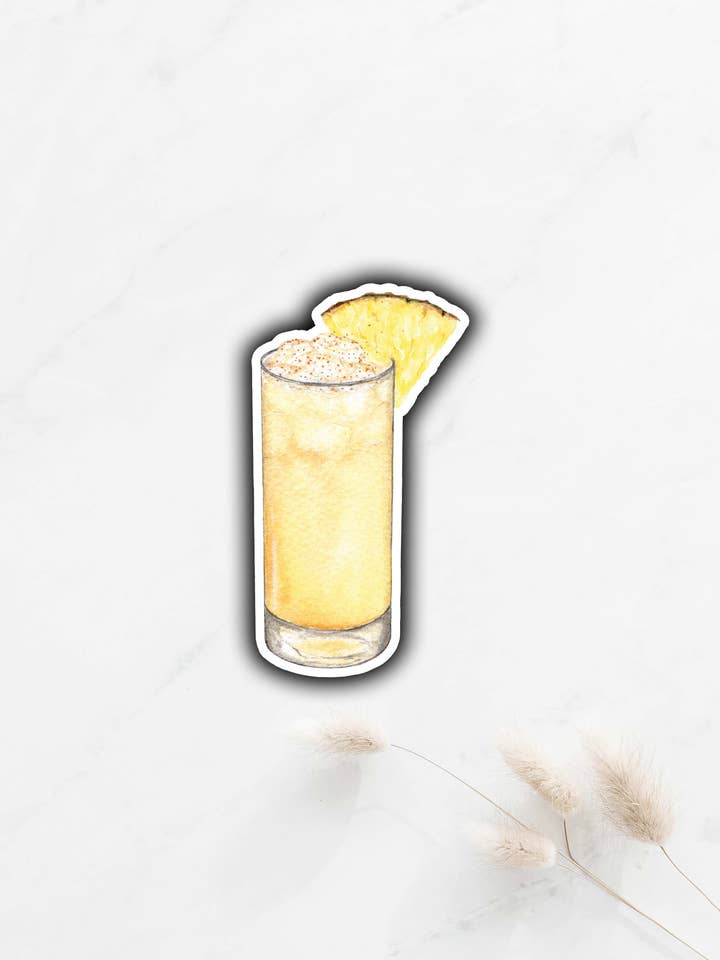 Autocollant pour cocktail Painkiller pour la vente par Tammy Speed Design