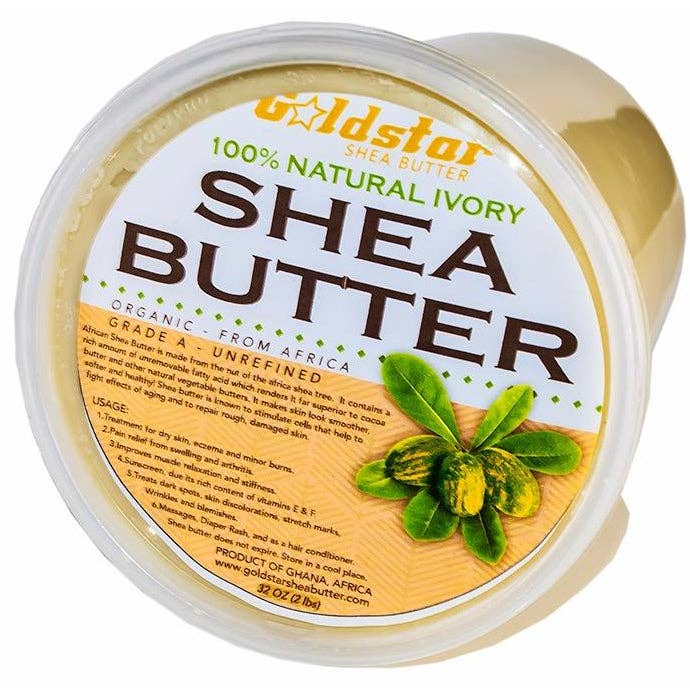 Goldstar Shea Butter - Wholesale Body Balm/Butter - Goldstar 100% Grade A Raw Unrefined Organic Shea Butter 32 OZ (2 Pounds) - Ivory or Yellow1