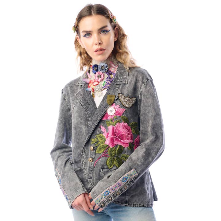 Charcoal Colonel French Terry Knitted Jacket - Blazer for wholesale on Faire2