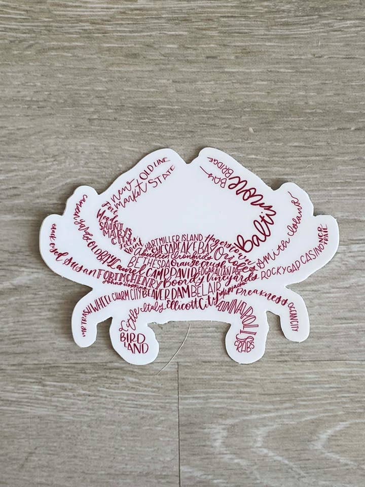 Hand bokstäver Maryland Crab Vinyl klistermärke för wholesale av the letters mdn