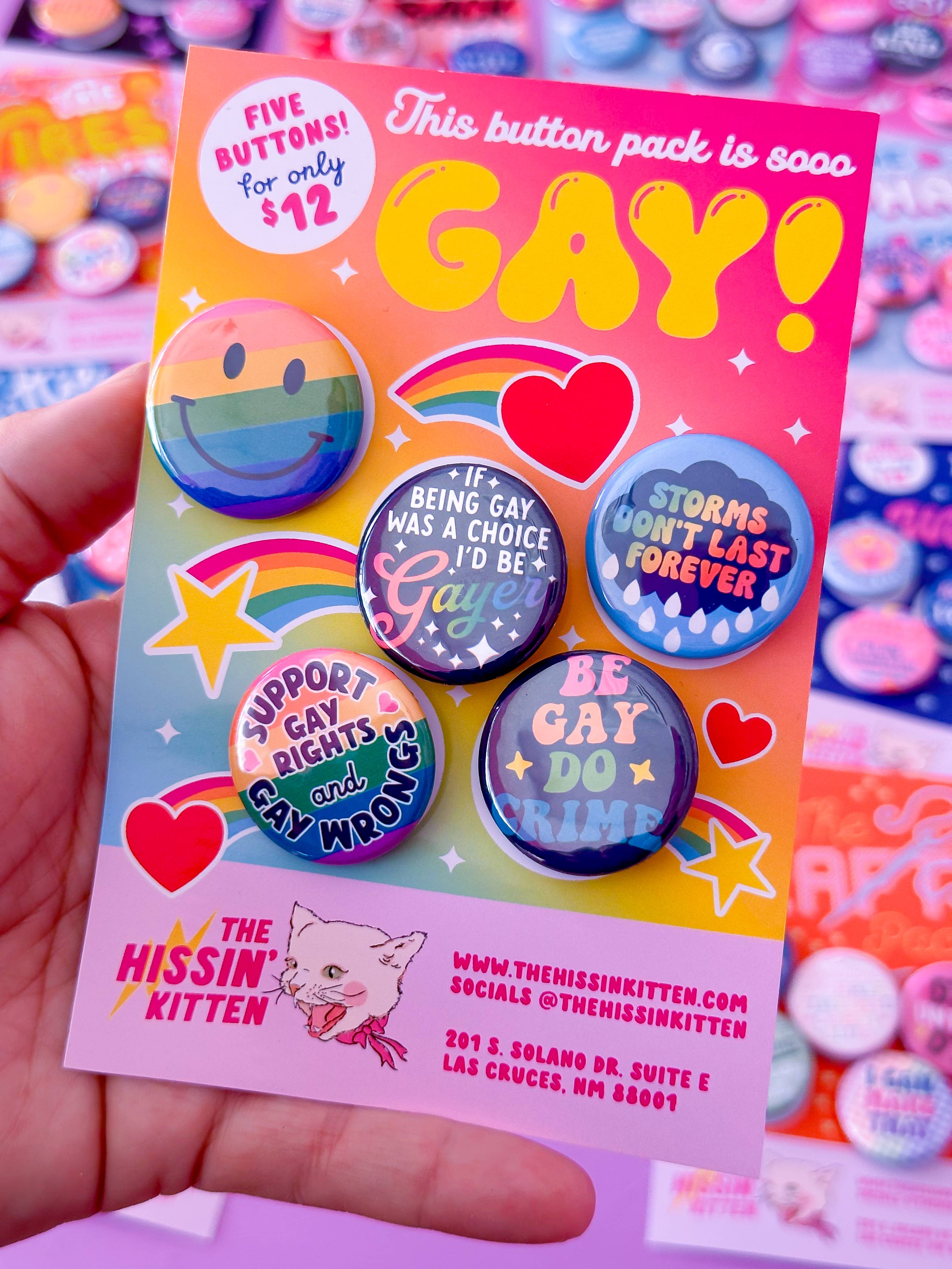 The Hissin' Kitten - Wholesale Lapel Pin/Button - The Gayest Pack (Buttons or Magnets!)2