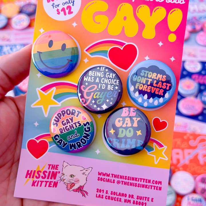 The Hissin' Kitten - Wholesale Lapel Pin/Button - The Gayest Pack (Buttons or Magnets!)2