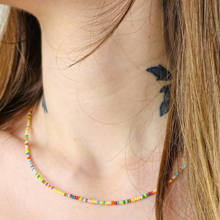 Rainbow Boho Necklace for wholesale by Linati Studio
