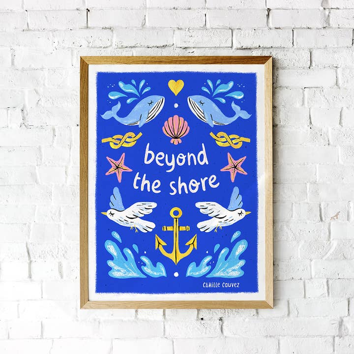 Camille Cauvez illustration et papeterie – wholesale Poster – Beyond the shore poster | nature quote sea ocean1