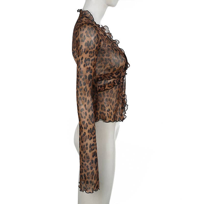 Brown Irregular String Leopard Print Sexy Top DPT2626 for wholesale on Faire3