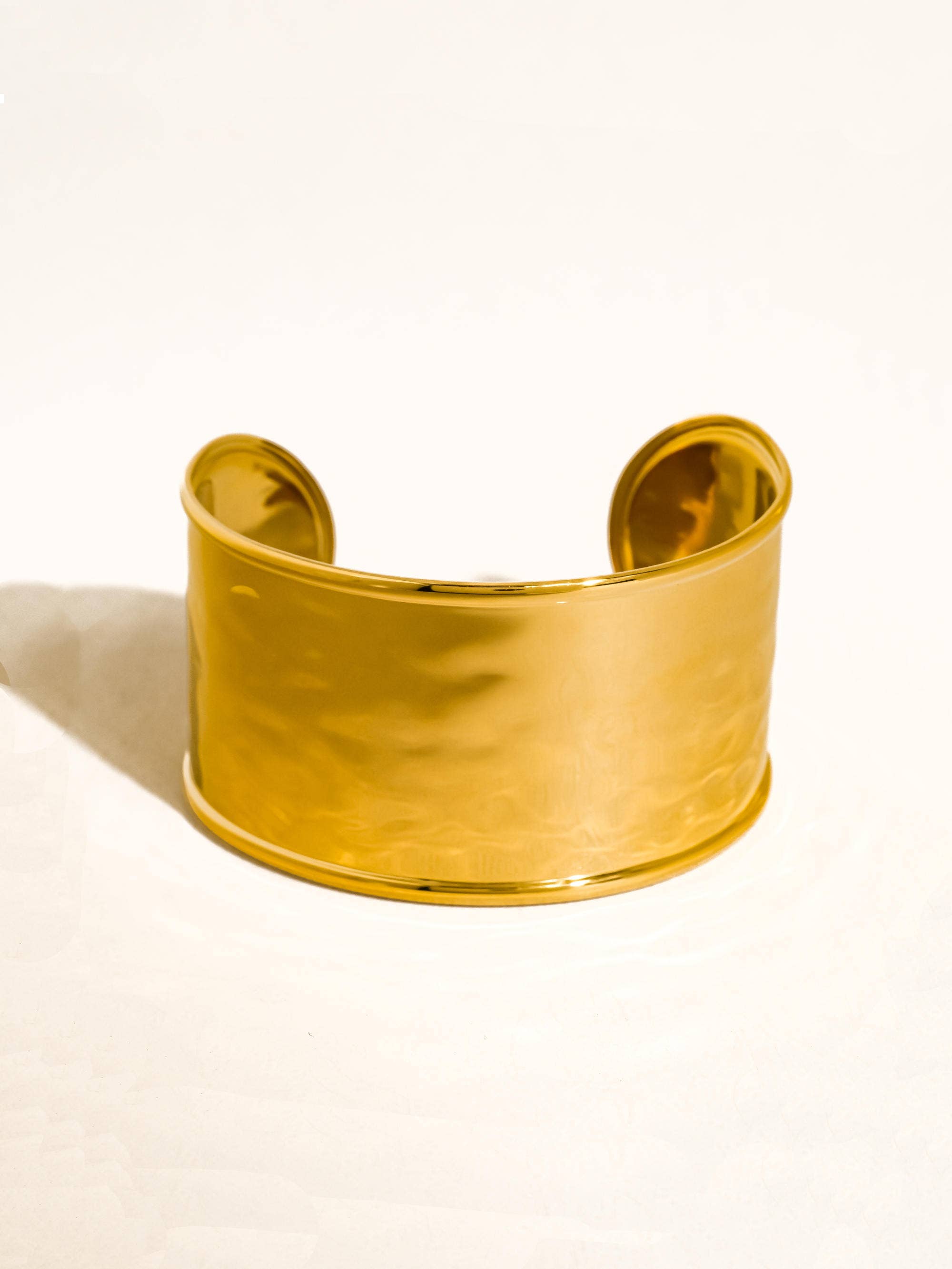 Calric 18K Gold Non-Tarnish Wide Statement Cuff Bracelet for wholesale on Faire2